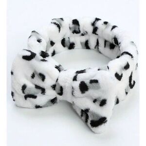 2/$21 Ladies Plush White Grey Leopard Print Headband for Washing Face and Make-U